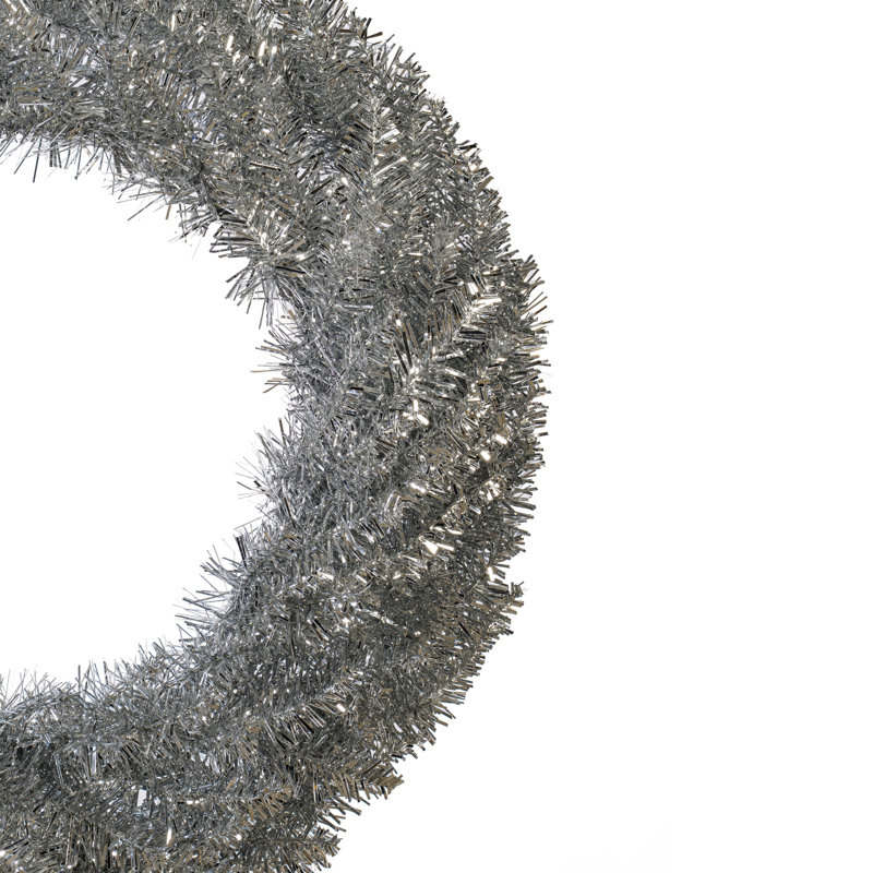 Couronne de Noël artificielle en PVC, H 24 po x l 24 po x P 3 po, Argent
