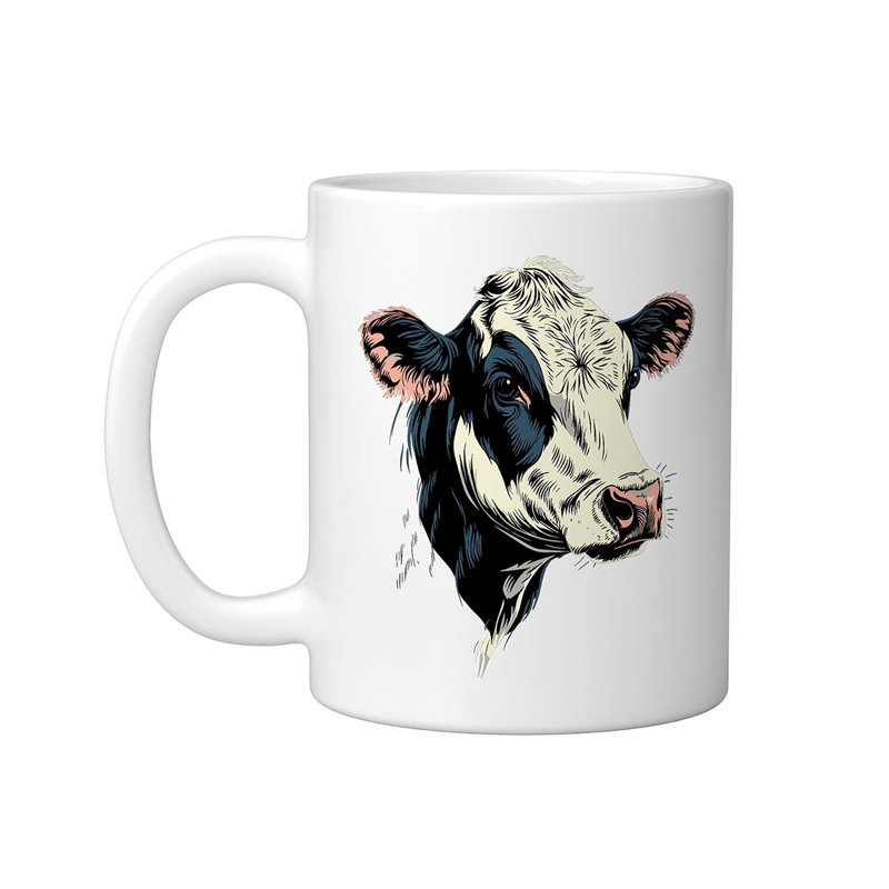Farm Cow Ceramic Mug,White, 11oz