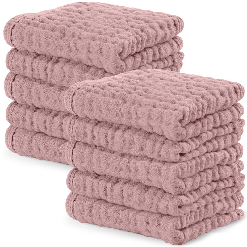 Comfy Cubs Muslin Baby Washcloths - Soft 6-Layer Cotton Wash Cloths for Sensitive Skin - 10"x10" Large, Gentle, Absorbent Infant Essentials