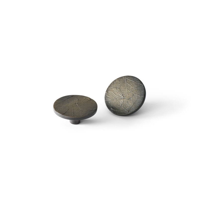 Forest Leaf Round Knob, Oxidized