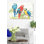 Trio de perroquets sur une branche, crevettes, rouge, bleu, vert, jaune