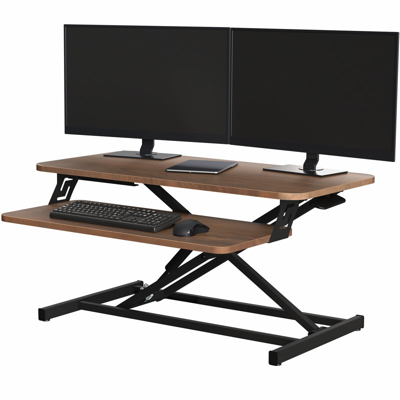 32" Standing Desk Converter Series, Dark Walnut/Black