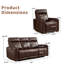 Ensemble de salon inclinable électrique en cuir fleur 2 pièces: fauteuil inclinable électrique + canapé avec Type-C et USB-17182529
