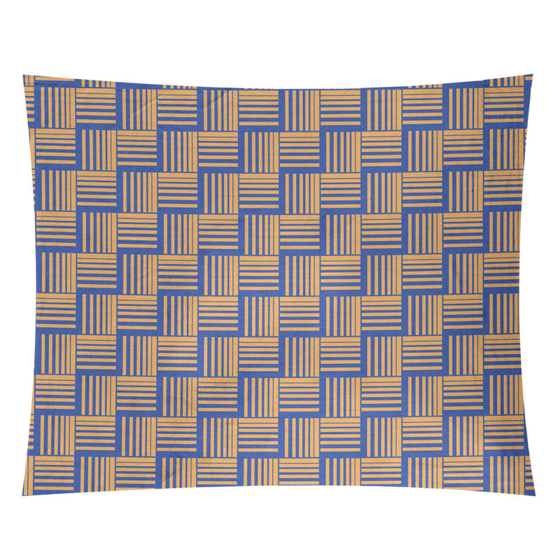 Tapisserie, Bleu/orange, H 51 po x l 60 po