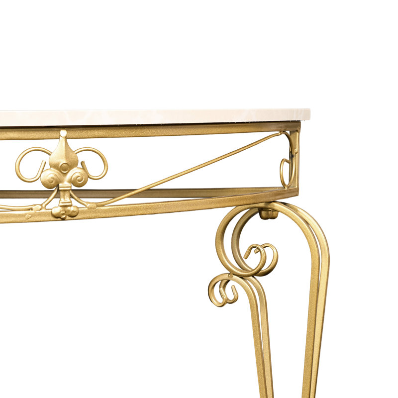 35.4'' Half Moon Metal Sofa Console Table with Ornate Scroll Legs