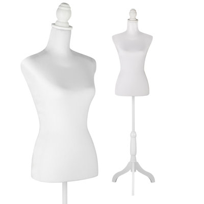 Female Mannequin Torso Adjustable Height Dress Form Mannequin Body With Tripod Stand For Clothing Dress Jewelry Display, White