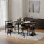 Modern 3-Piece Compact Dining Table Set for 2, Black Wood Look with 4-Tier Storage Shelves, Wine Rack, Cup Holder & Upholstered Chairs, Ideal for Kitchen & Apartment Corners, Grey-594212781
