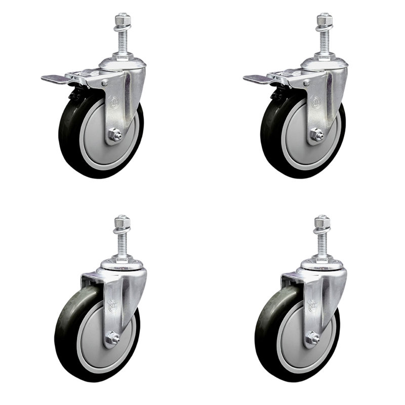 Ensemble de roulettes 5 pouces 5mm, Noir