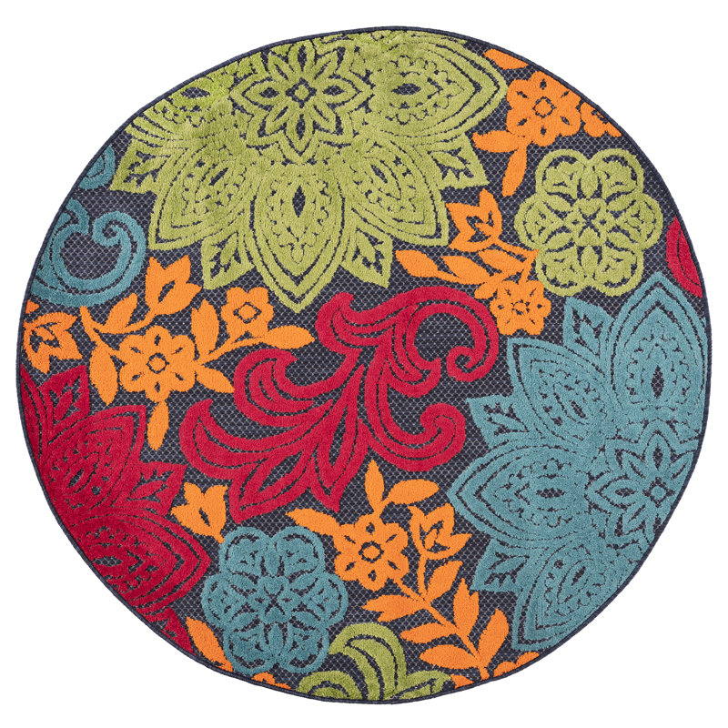 Tapis rond en polypropylène bleu marine Omalley, 5 pi 3 po, 5RND - ( 5'3'' Round )