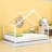 Metal House Bed With Roof And Sturdy Slats-655124678-655124697