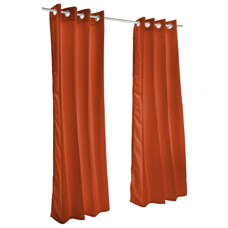 Panneau de rideau simple synthétique semi-transparent à oeillets d’extérieur semi-transparents sunbrella Pineview, Neige pure
