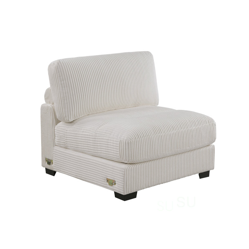 Chaise sans accoudoirs en velours côtelé 1 pièce