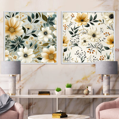 Stotfold - Ensemble de 2 collages carrés floral et botanique