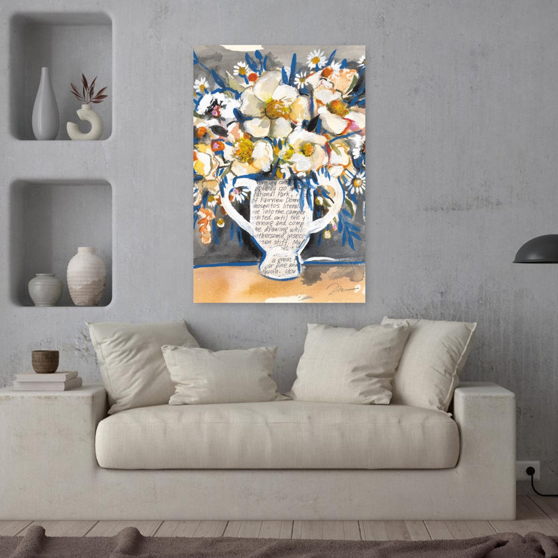 Une touche d'art abstrait bleu contemporain, H 36 po x l 24 po