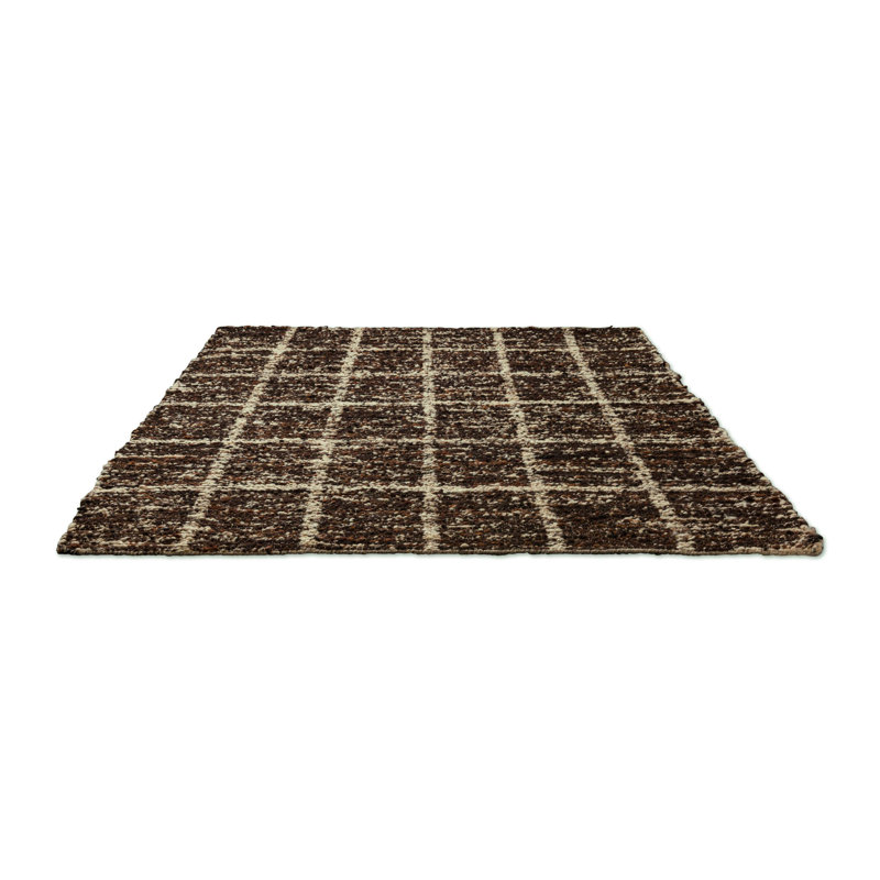 Wool Geometric Area Rug in Brown, Rectangle 4'7" x 6'7"