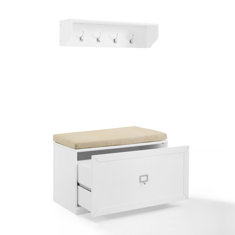 Banc de rangement à tablettes Crest, Blanc