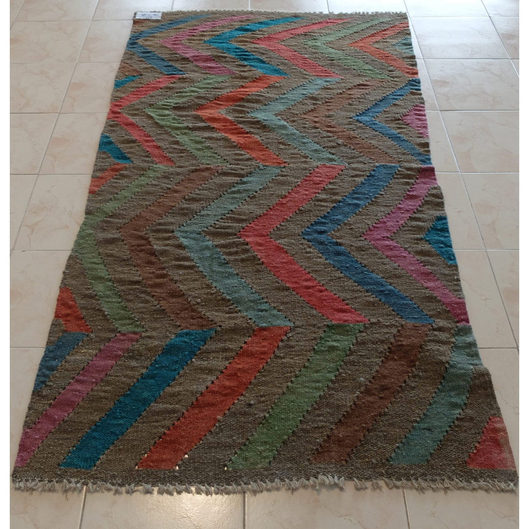 Riendeau Handmade Kilim Wool Brown/Blue/Orange Rug