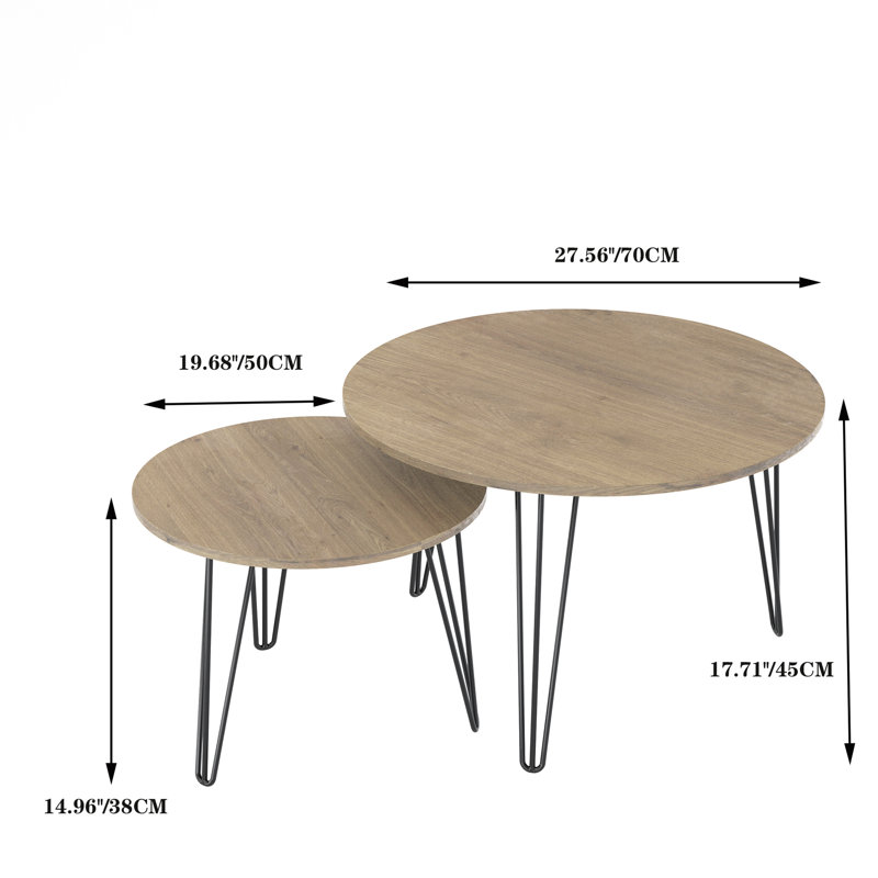 Ensemble de 2 tables basses gigognes rondes 27,56 po