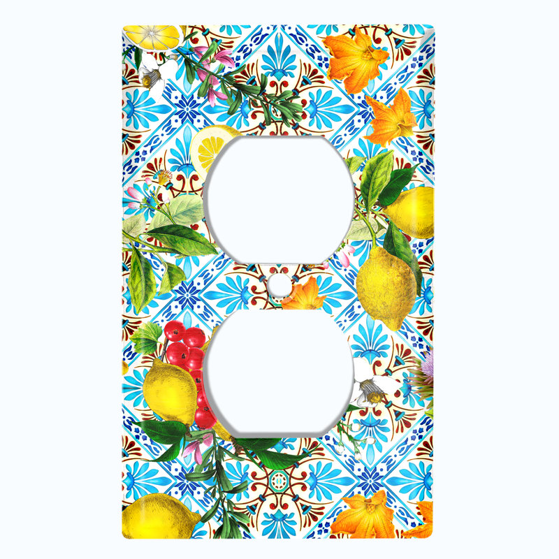 Élégante plaque murale à 1 prise murale en forme de fleurs de fruits élégantes
