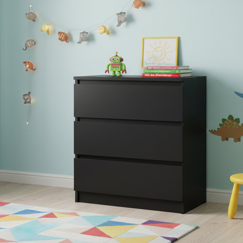 70cm W 3 - Drawer Chest of Drawers, Black