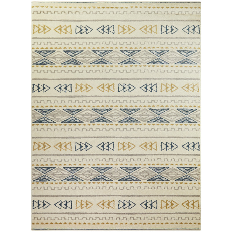 Tapis crème / bleu Sparta, Rectangle 7 pi 10 po x 10 pi