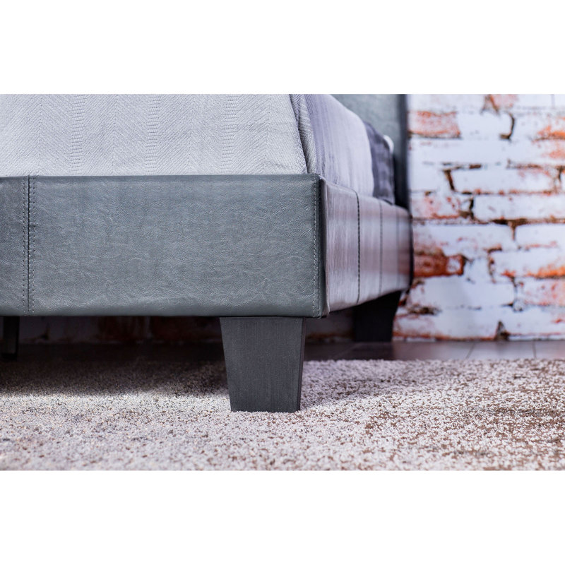 Lit plateforme tapissier Aveiro, Gris, Très grand