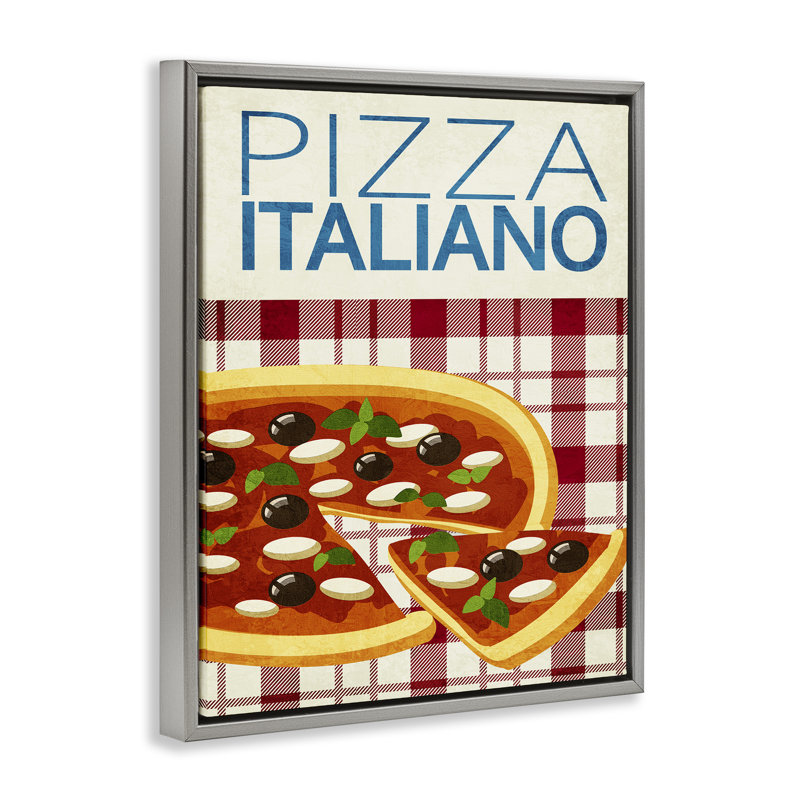Cadre flottant Classic Pizza Italiano, design par Kim Allen, H 21 po x l 17 po, Cadre flottant gris lustré