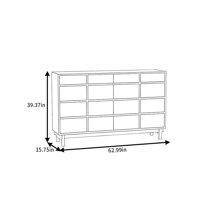 Buffet classique et rétro, Marron clair, H 39,37 po x l 62,99 po x P 15,75 po
