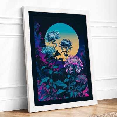Moon Through Botanical Window Modern 1 Piece Single Picture Frame Wall Art