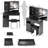 37" Middle Left Drawer Desktop Vanity Table + Cushioned Stool, Extra Large Right Sliding Mirror-114233131