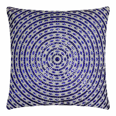 Coussin en velours Sparkles Home Gatsby | Verre strass | Insertion de plumes | 16 x 16 po 