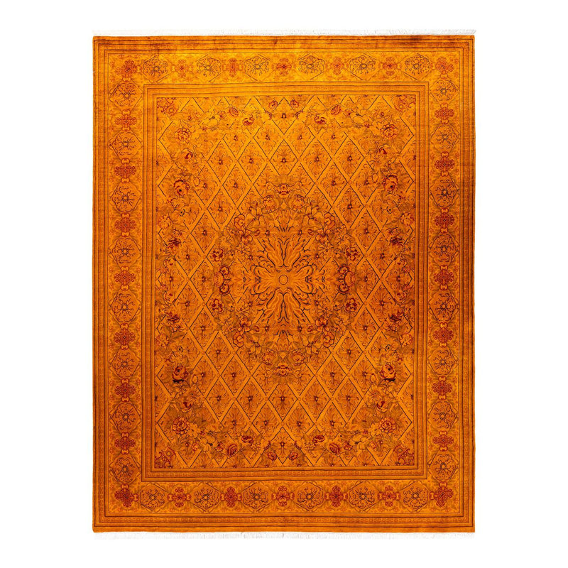 Tapis orange fait à la main Mazzi, unique en son genre