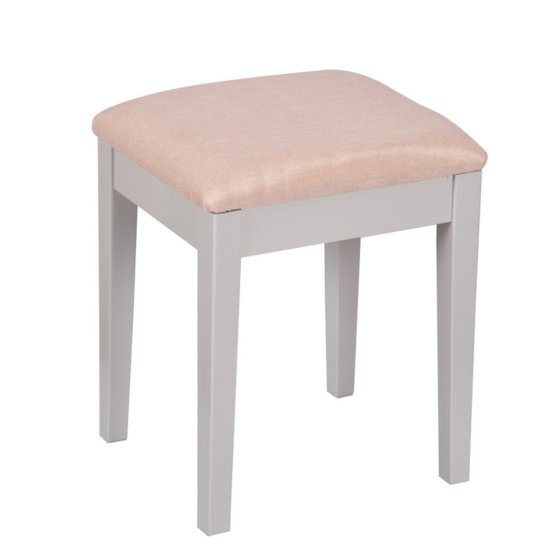Manufactured Wood Accent Stool, Beige, Linen