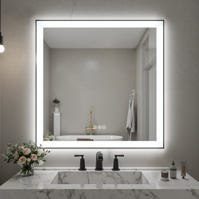 Miroir de salle de bain Lunara, 36 po x 36 po