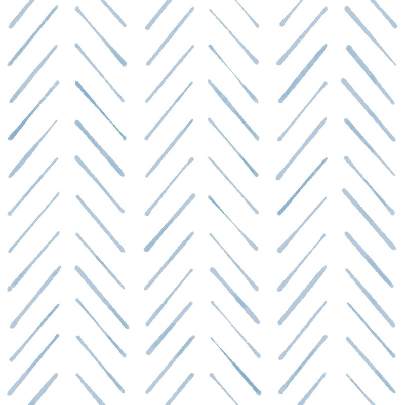Papier peint adhésif à chevrons, rouleau de vinyle amovible auto-adhésif de 17,3 po x 393 po, papier de contact Boho bleu et blanc pour la chambre à coucher, la salle de bain, les armoires, et plus encore