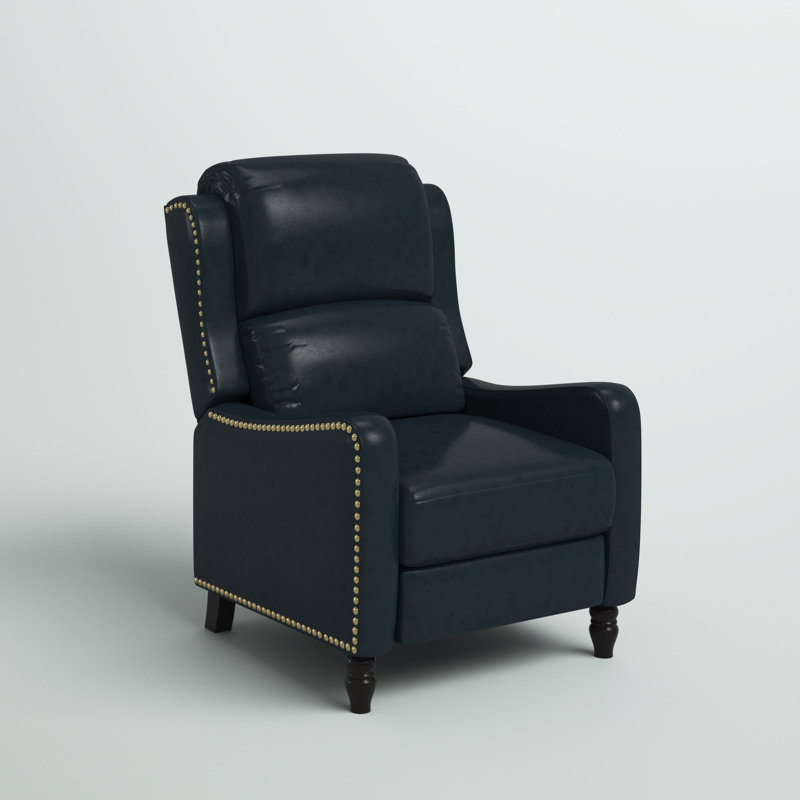 Fauteuil inclinable manuel en cuir véritable 29,5 po Ameer, Cuir véritable bleu marine