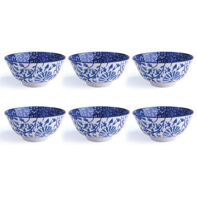 Excelsa set of 6 bowls Oriented porcellana 16xH7x16 cm blue and white