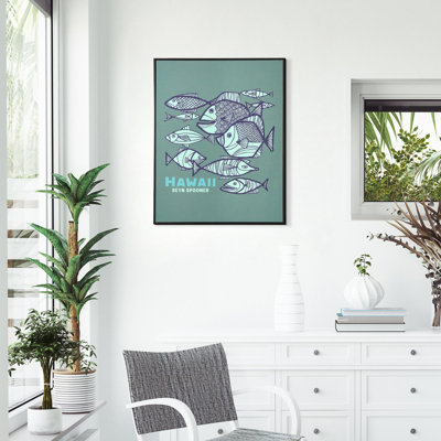 Reyn Spooner Kona Coast By Framed Fishes On Printed Glass - 24" X 18"