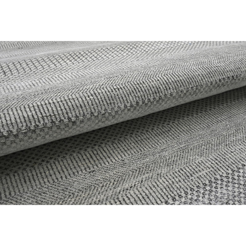 High-Quality Hand-Knotted Silver And Black Area Rug