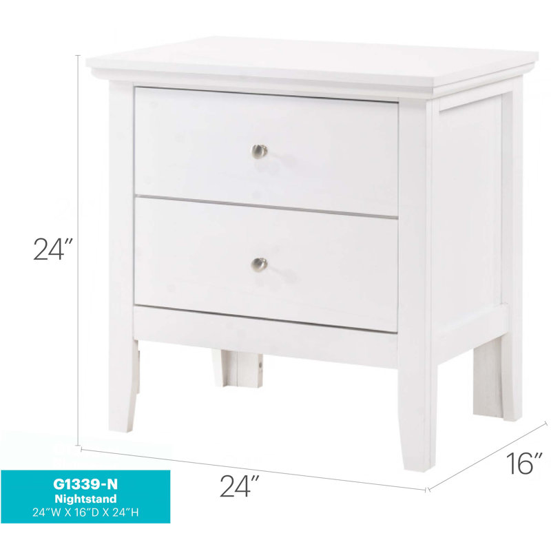 Table de chevet transitionnelle élégante pour chambre à coucher, Blanc