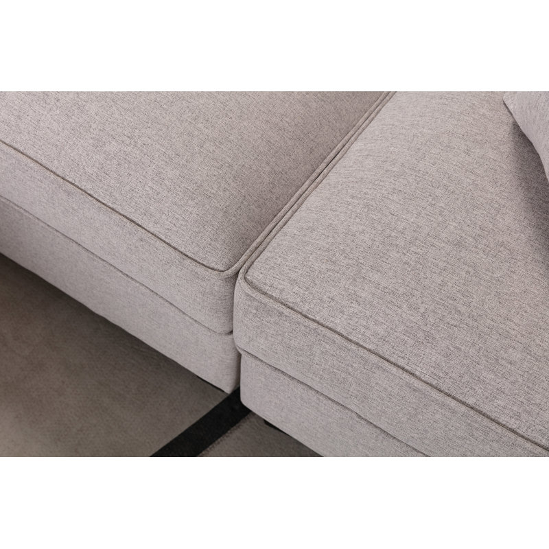 McCoole 137" Square Arms Seating Component with Ottoman, Light Gray