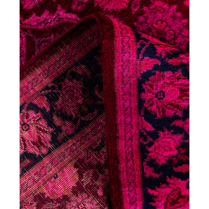 Overdyed Hand-Knotted Wool Modern-Contemporary Pink Runner 2' 6" x 14' 5"