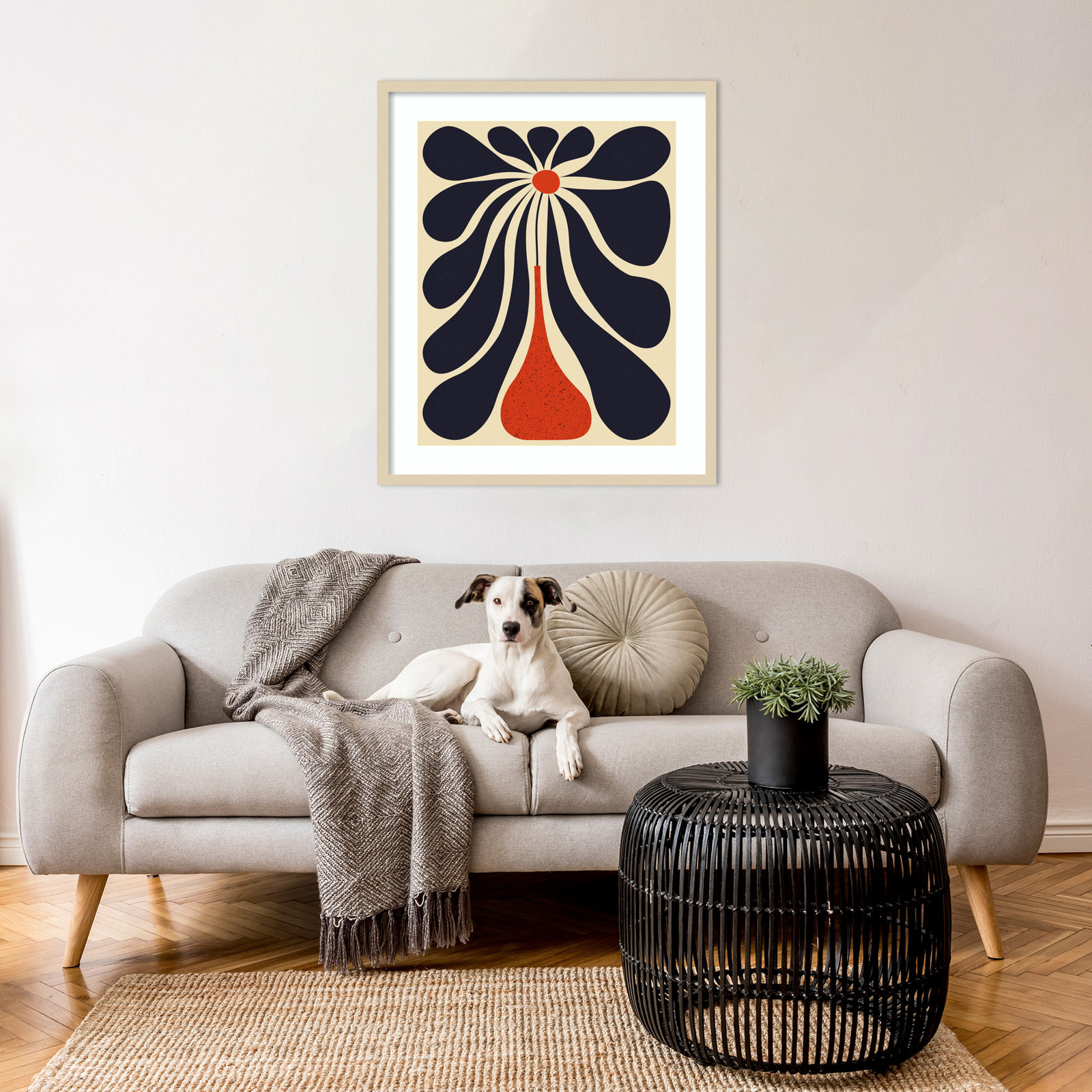 Lazy Flower Print by Alisa Galitsyna, Brown Framed, 33" H x 28" W