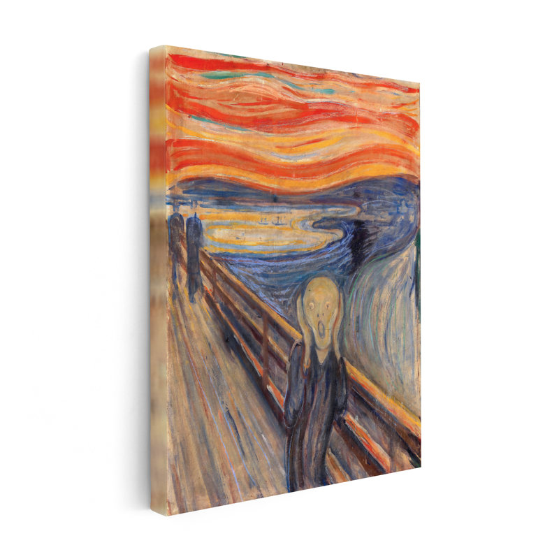 Edvard Munch - Le cri, Cadre noir, Canevas, H 11 po x l 14 po