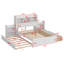 Base de lit en bois de pin massif avec tablettes coulissantes et tête de lit avec rangement, lit plateforme double avec lit gigogne et tiroirs-1049134441