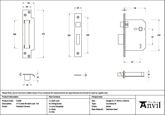Sash Lock, Polished Chrome