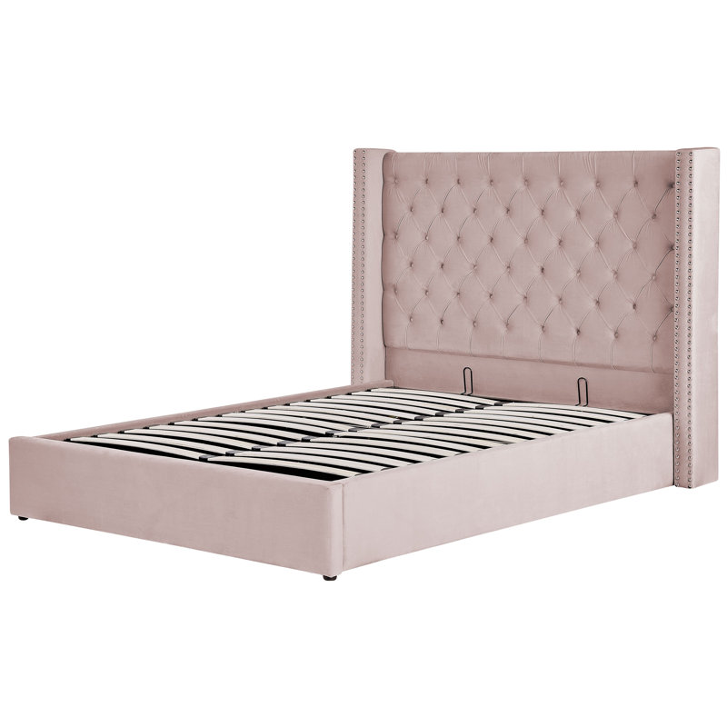 Shala Upholstered Ottoman Storage Bed, Double (4'6), Pink