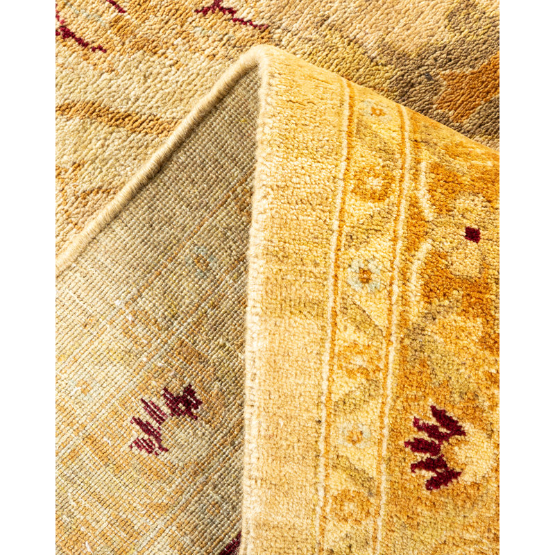 Tapis unique noué à la main beige / rouge / bleu Lietman Mogul 9 pi 2 po x 11 pi 10 po