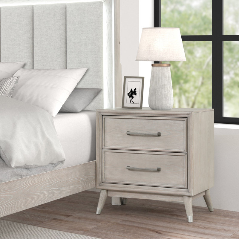 Ensemble de chambre à coucher 6 pièces avec éclairage à DEL Roundhill Haak, finition chêne gris, très grand, Très grand