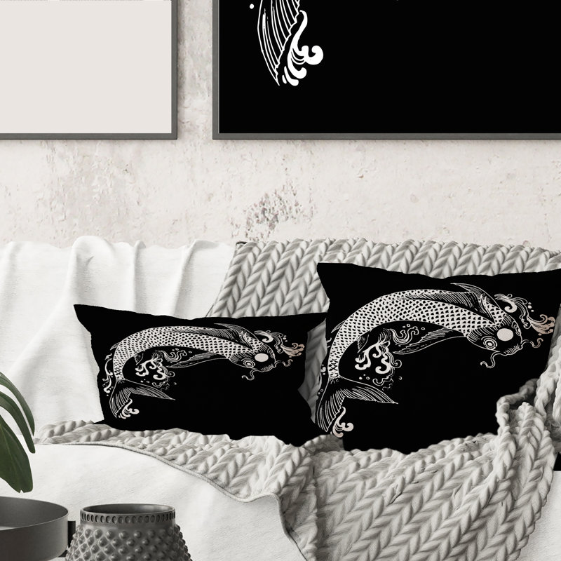 Coussin Rectangle, Chinoiserie Koi Fish I - Traditional